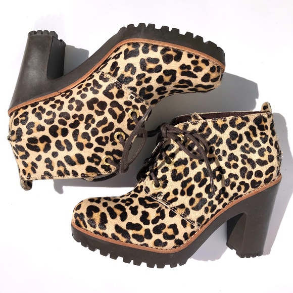 Sperry Top Sider Princeton Ankle Boot women 6M Leopard Print Lace Up High Heel - Picture 11 of 16